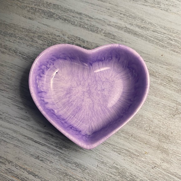 Purple and White Heart Tray - Handmade Jewelry Dish - Picture 1 of 9